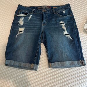 Faded Glory Distressed Denim Shorts size 14
